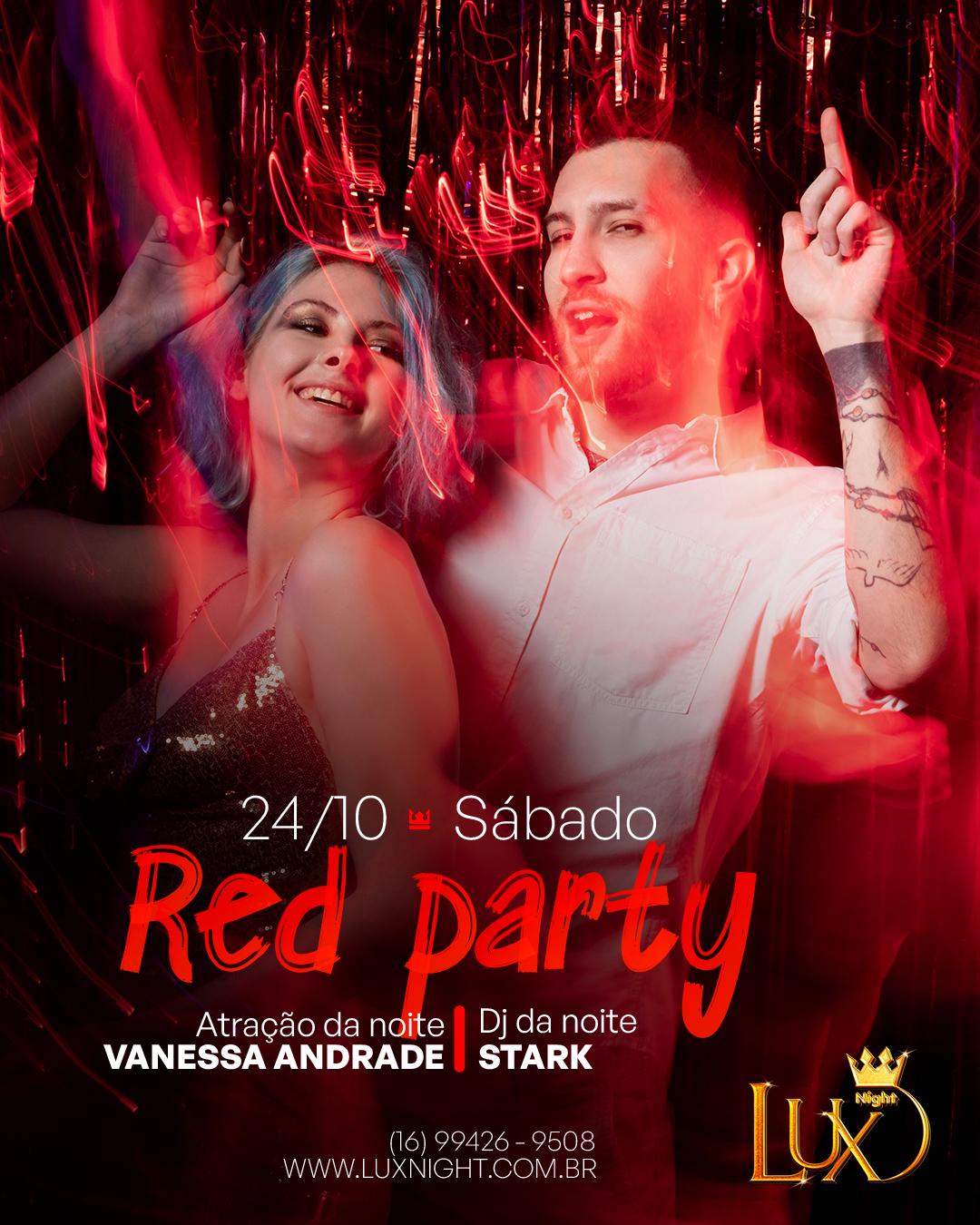 Arte do evento de sábado na Lux Night