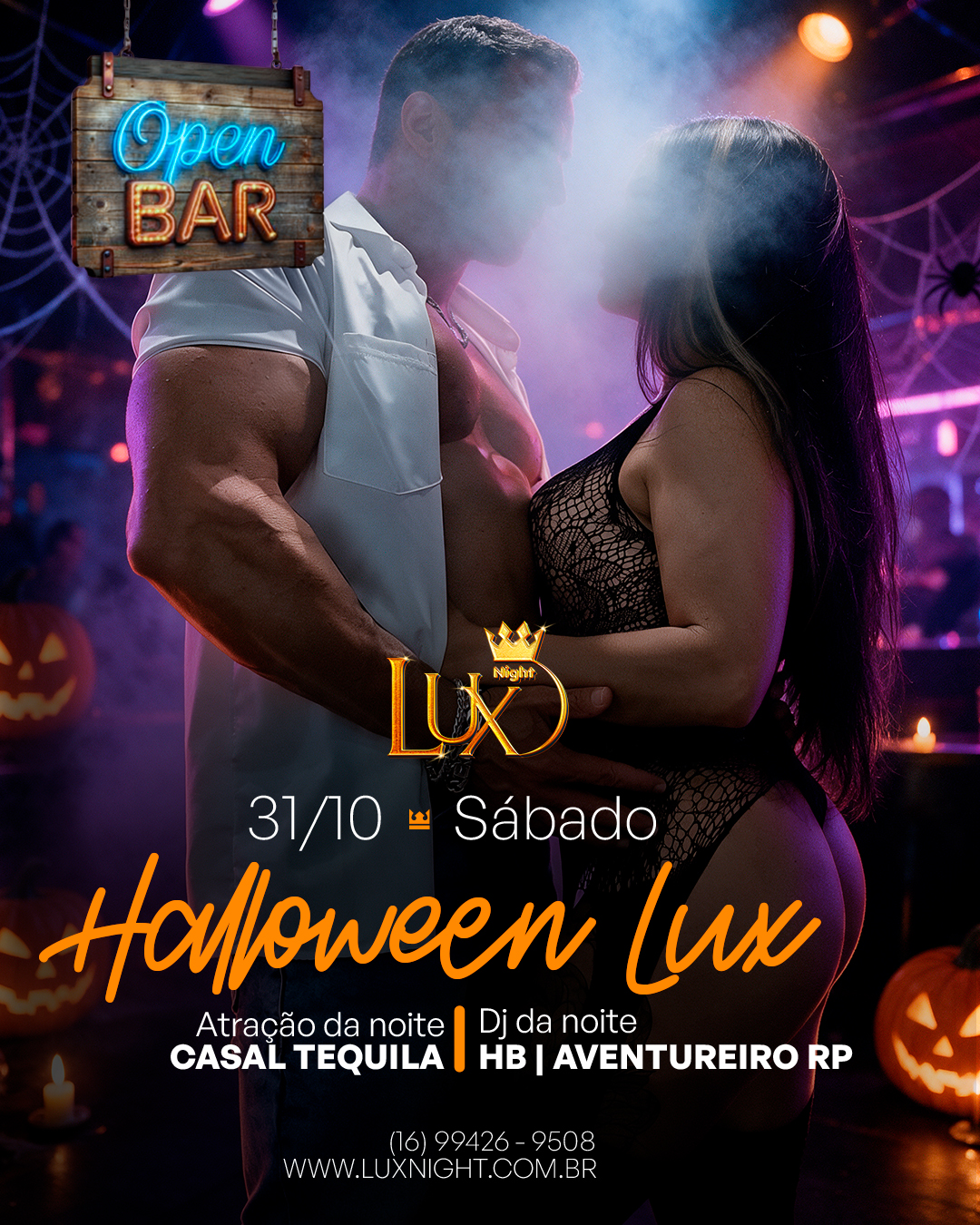Arte do evento destaque do mês na Lux Night